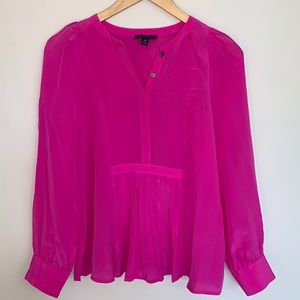 J. Crew Hot Pink Silk Blouse XS